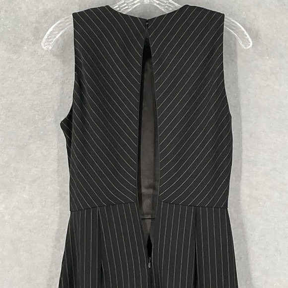 White House Black Market Dress Women 2 Asymmetric Sleeveless Pinstriped Career - Picture 8 of 14